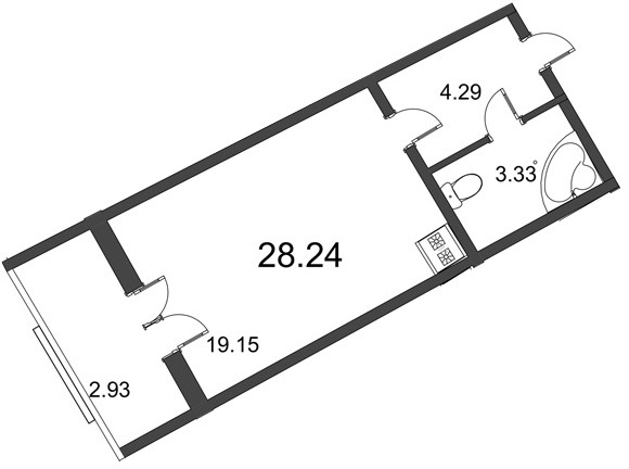 Студия 28.1 м²