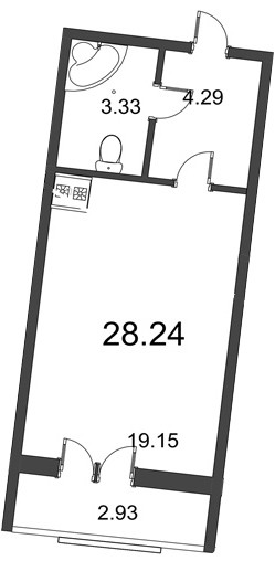 Студия 28.2 м²