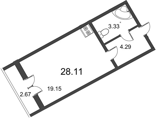 Студия 28.11 м²