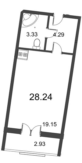 Студия 28.24 м²