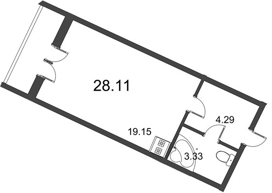 Студия 28.11 м²