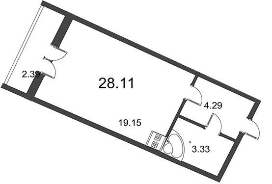 Студия 28.8 м²