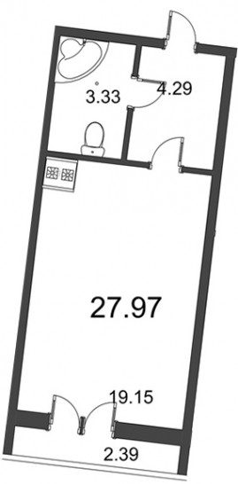 Студия 27.97 м²